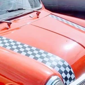 Motorkap strepen geblokt classic-MINI