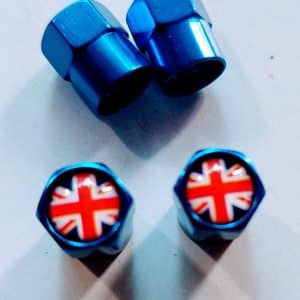 Ventieldoppen blauw Union Jack per 4