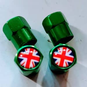Ventieldoppen groen Union Jack per 4